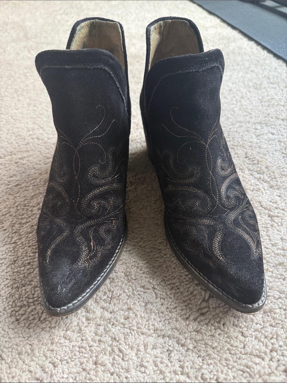 Circle G Black Suede Embroidered Western Ankle Booties